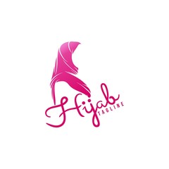 abaya, hijab, veil on pink color logo Ideas. Inspiration logo design. Template Vector Illustration. Isolated On White Background