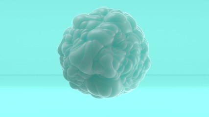 Wall Mural - 3d Looped abstract sphere with bulging. Wavy surface with ripples. Trendy monochrome texture, isolated ball with convexity, cell motion graphic design, animated elastic texture.