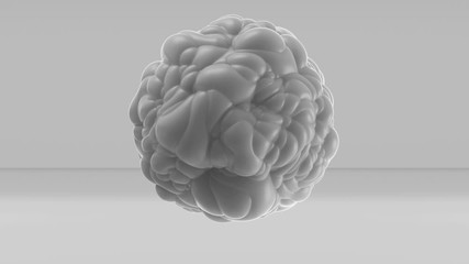 Wall Mural - 3d Looped abstract sphere with bulging. Wavy surface with ripples. Trendy monochrome texture, isolated ball with convexity, cell motion graphic design, animated elastic texture.