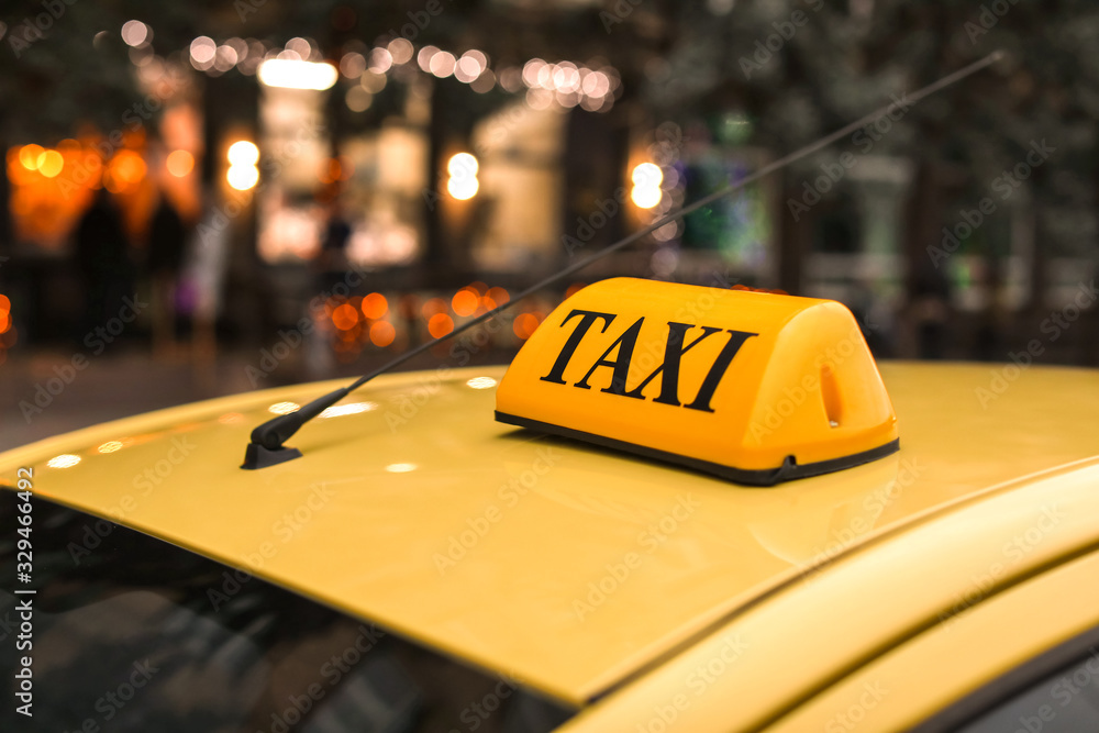 Taxi roof top light, closeup