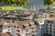 aerial view of Glarus town in canton of Glarus, Switzerland