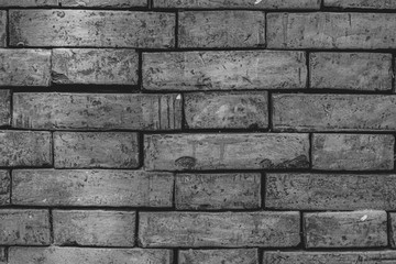 Black and white brick wall. background