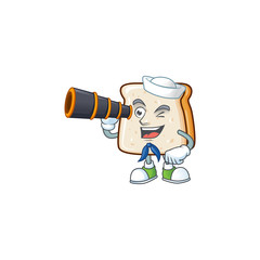 Sticker - Slice of bread in Sailor cartoon character design with binocular