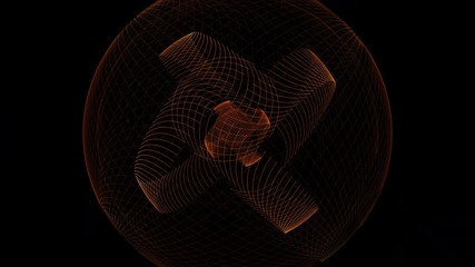 Wall Mural - slowly evolving rotating wireframe globe on black background