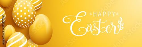 Happy easter eggs banner background card Canvas Print