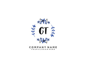 Letter GT handwrititing logo with a beautiful template