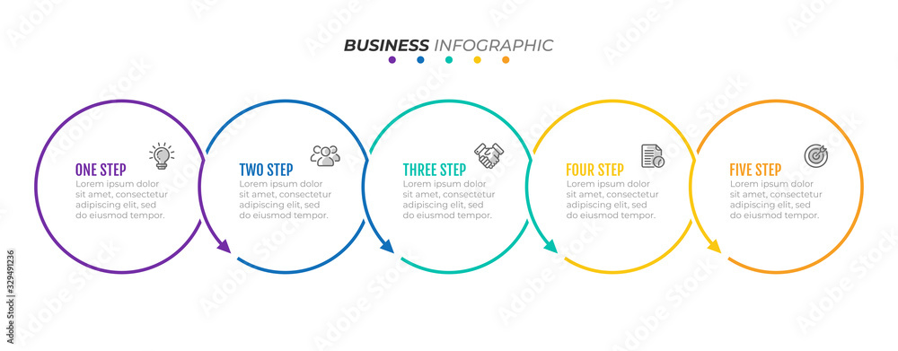 infographics arrow symbol timeline with circle button... Timeline Infographic label design with circle and arrows. Business ...