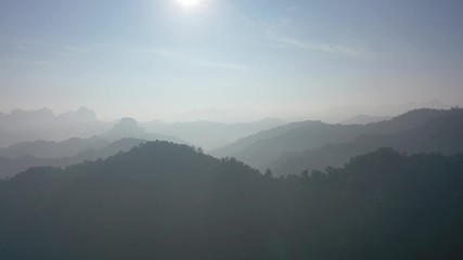 Wall Mural - Hyperlapse over mountains at dawn 