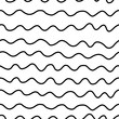 Seamless decorative black and white pattern with hand drawn uneven sea waves. ESP 10 vector illustration, minimal vintage style