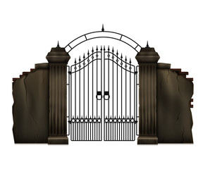 Poster - Cemetery Gate Realistic Illustration