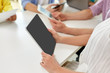 © Syda Productions - education, technology and people concept - group of high school students or classmates with tablet pc computers at table
