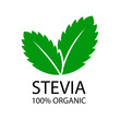 © Elena Pimukova - Stevia leaves logo. Natural organic stevia sweetener icon. Vector illustration on white background