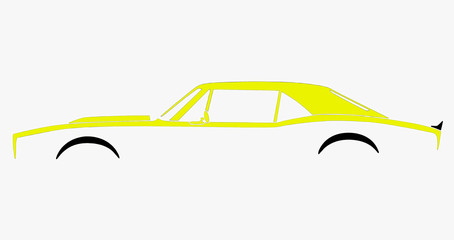 Wall Mural - Illustration of old american car on white background