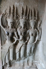 World Heritage Site Ancient Temples Angkor Wat, Cambodia Murals, Stone Buildings and Sculptures