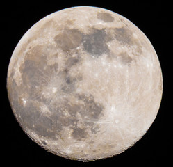 closeup of a full moon in a black sky