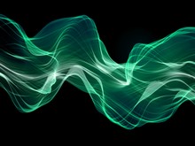 Blue Green Smoke On Black Background.Abstract Blaсk Background With Light Blue White Smoke Waves Flame Texture.Web Banner Wallpaper Design.
