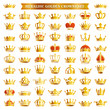 Big set of golden crown icons