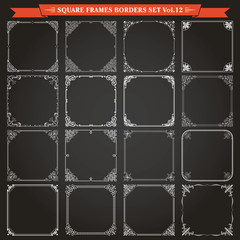 Wall Mural - decorative square frames and borders set 12 vector