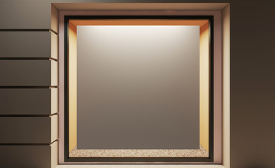 Wall Mural - empty storefront. view from the evening street.. 3d rendering