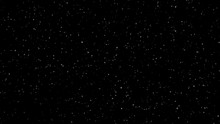 Abstract Motion Of White Stars Dots Snow On Isolated Black Background Of Space Galaxy For Abstract Futuristic Technology, Christmas Decoration Overlay Wallpaper With Wave Rotation Flickering Effects