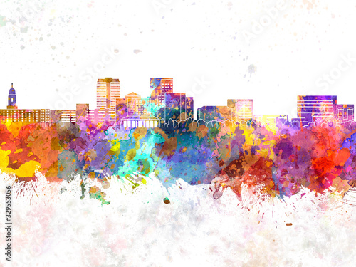 Photo Evansville skyline in watercolor background