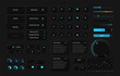 Very high detailed black user interface pack for websites and mobile apps, vector illustration