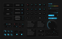 Very High Detailed Black User Interface Pack For Websites And Mobile Apps, Vector Illustration