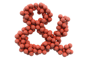 Wall Mural - Ampersand symbol from basketball balls, 3D rendering