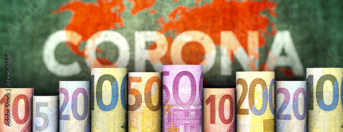 Cuadros en Lienzo Coronavirus und Geld (Euroscheine)