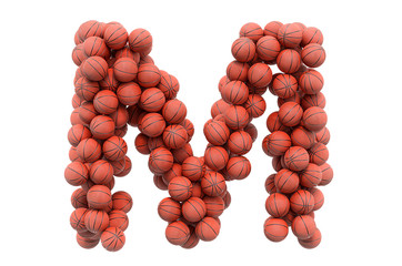 Wall Mural - Letter M from basketball balls, 3D rendering