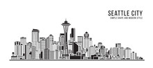 Cityscape Building Abstract Simple Shape And Modern Style Art Vector Design - Seattle City