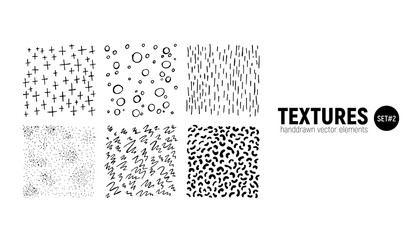 Set of marker and ink patterns. Handdrawn backgrounds. Textures for design and creativity. Set 2