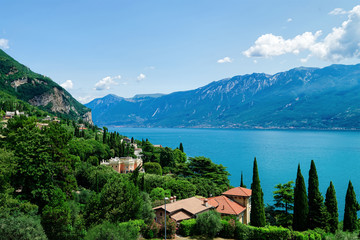 Sticker - Beautiful landscape of Gargnano small town on Garda Lake of Italy