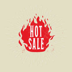 Wall Mural - Hot sale banner. Vector fire flame with Hot Sale caption. Vector illustration