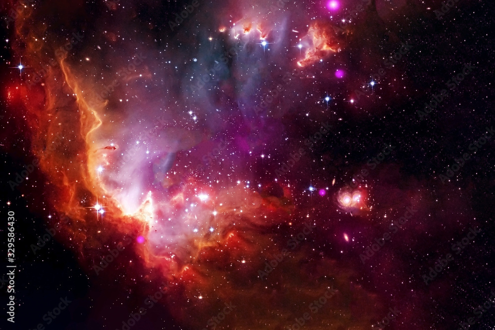 The cosmic nebula is red. Elements of this image were furnished by NASA. - obrazy, fototapety, plakaty 