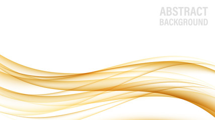 Fototapete - Abstract background with gold waves. Abstract digital gold gradient waves. White background. Shiny golden moving sparkle design element. Vector decorative illustration. White backdrop.