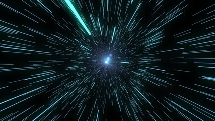 hyperspace jump through the stars to a distant space. abstract light speed interstellar travel conce