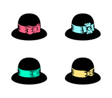 Vector Illustration Of Abstract Female Retro Hats