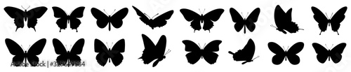 Fotografía Butterflies silhouette set. Vector illustration
