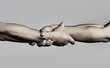 © Yevhen - Friendly handshake, friends greeting, teamwork, friendship. Close-up. Rescue, helping gesture or hands. Strong hold. Two hands, helping hand of a friend. Handshake, arms, friendship. Black and white