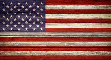 United States Flag Wooden Plank Background
