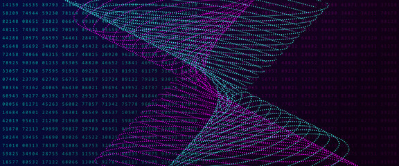Wall Mural - big data concept. waves and digits background