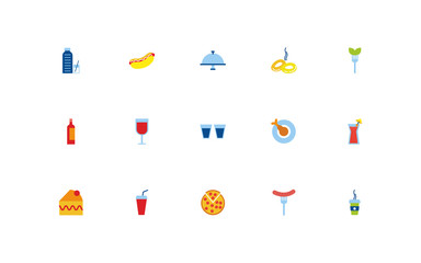 Sticker - bundle of restaurant set flat icons