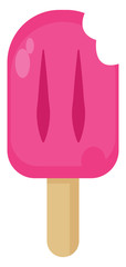 Sticker - Pink ice cream, illustration, vector on white background.