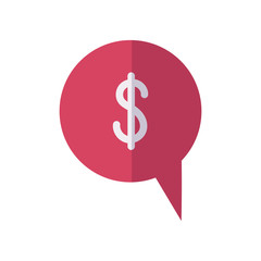 Poster - speech bubble with money symbol icon, flat style