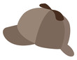 Brown sherlock hat, illustration, vector on white background.