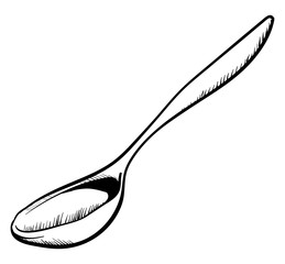 Wall Mural - Drawing of a spoon, illustration, vector on white background.