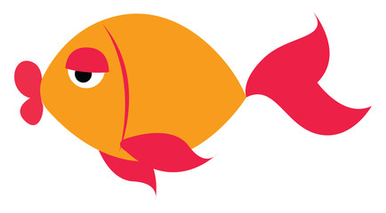Sticker - Yellow fish, illustration, vector on white background.
