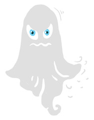 Poster - Flat ghost, illustration, vector on white background.