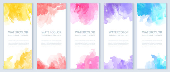 Wall Mural - Flyer or banner template design bundle set with watercolor background